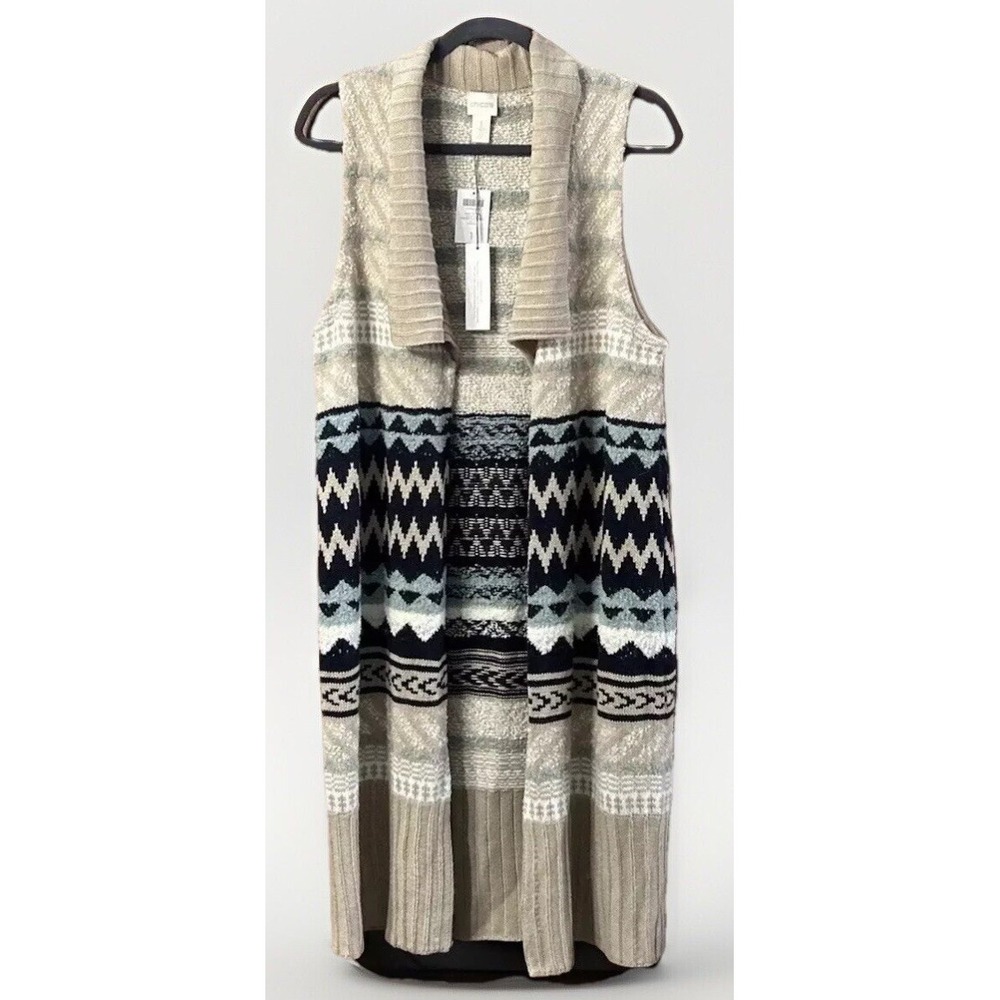 NWT Chicos Elijah Aztec Duster Cardigan Wool Alpaca Blend Ski Apres Sz 1 Med New